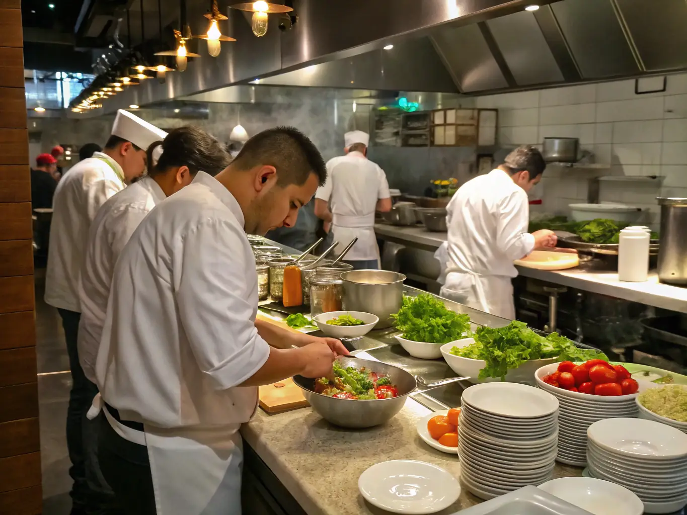 A sparkling clean restaurant kitchen with stainless steel appliances and surfaces, emphasizing the importance of hygiene and sanitation in the food service industry.